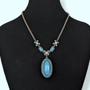 (2/$20) And Lovely Faux Turquoise Pendant Necklace